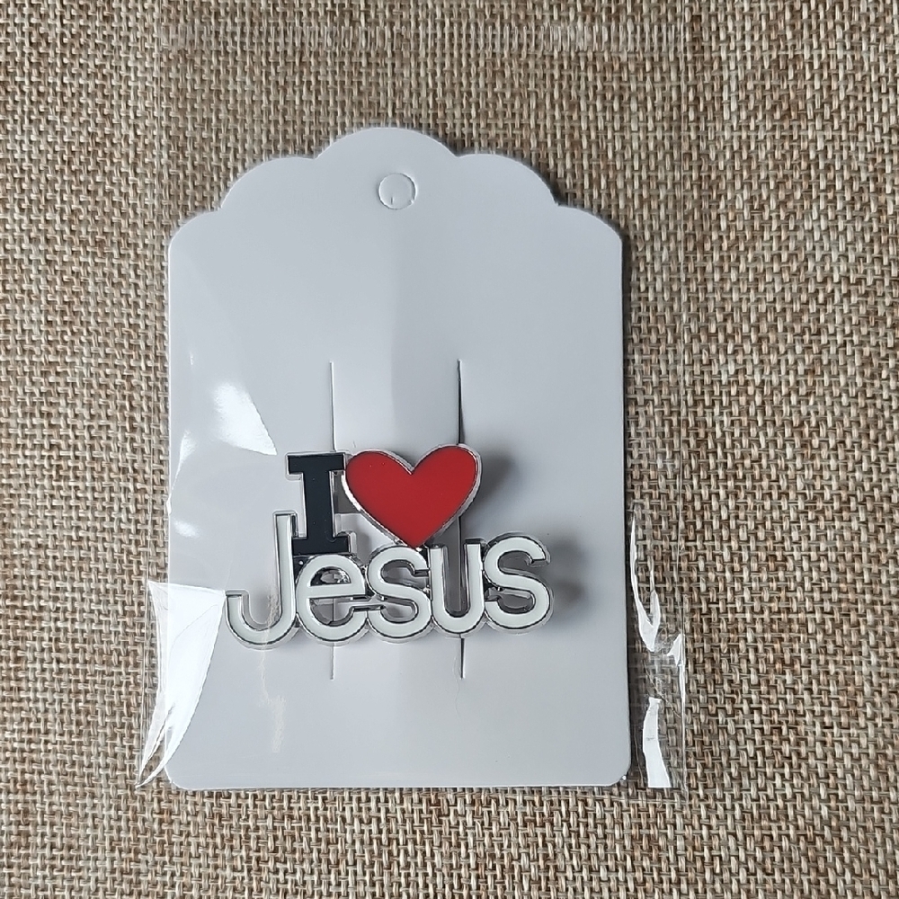 NIP Heartfelt I "Heart" Jesus Pin I Love Jesus With Slide Bar Back